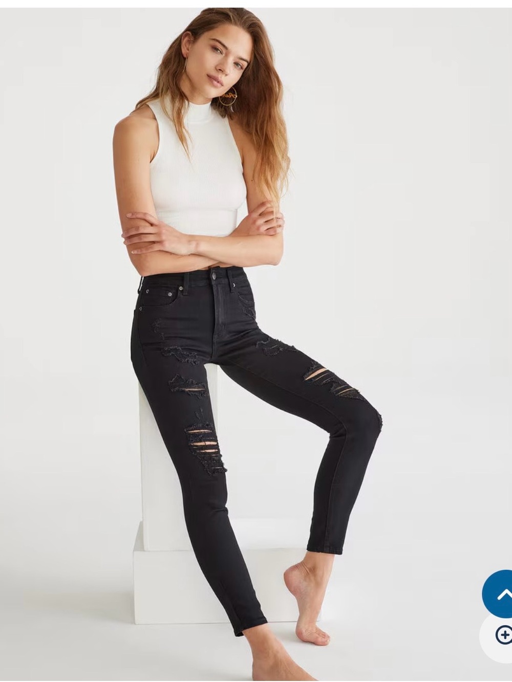 Aeropostale Black Distressed Skinny Jeans